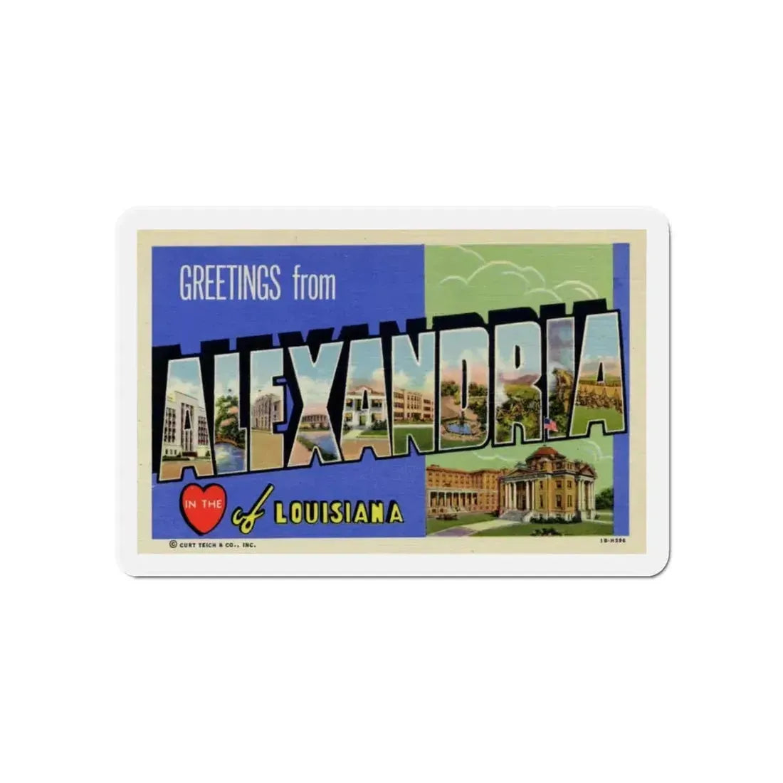 Greetings from Alexandria in the Heart of Louisiana (Greeting Postcards) Refrigerator Magnet 6 Inch - The Sticker Space