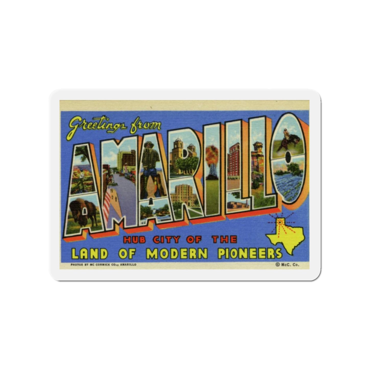 Greetings from Amarillo (Greeting Postcards) Die-Cut Magnet-2" x 2"-The Sticker Space