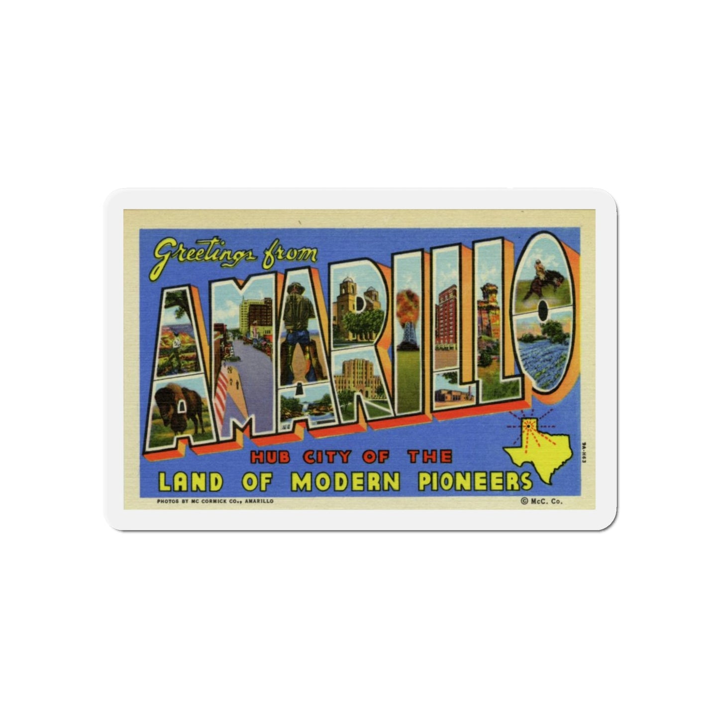 Greetings from Amarillo (Greeting Postcards) Die-Cut Magnet-5" x 5"-The Sticker Space