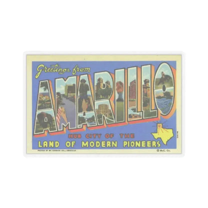 Greetings from Amarillo (Greeting Postcards) STICKER Vinyl Kiss-Cut Decal 2 Inch Transparent - The Sticker Space