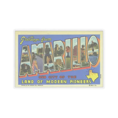 Greetings from Amarillo (Greeting Postcards) STICKER Vinyl Kiss-Cut Decal 3 Inch Transparent - The Sticker Space