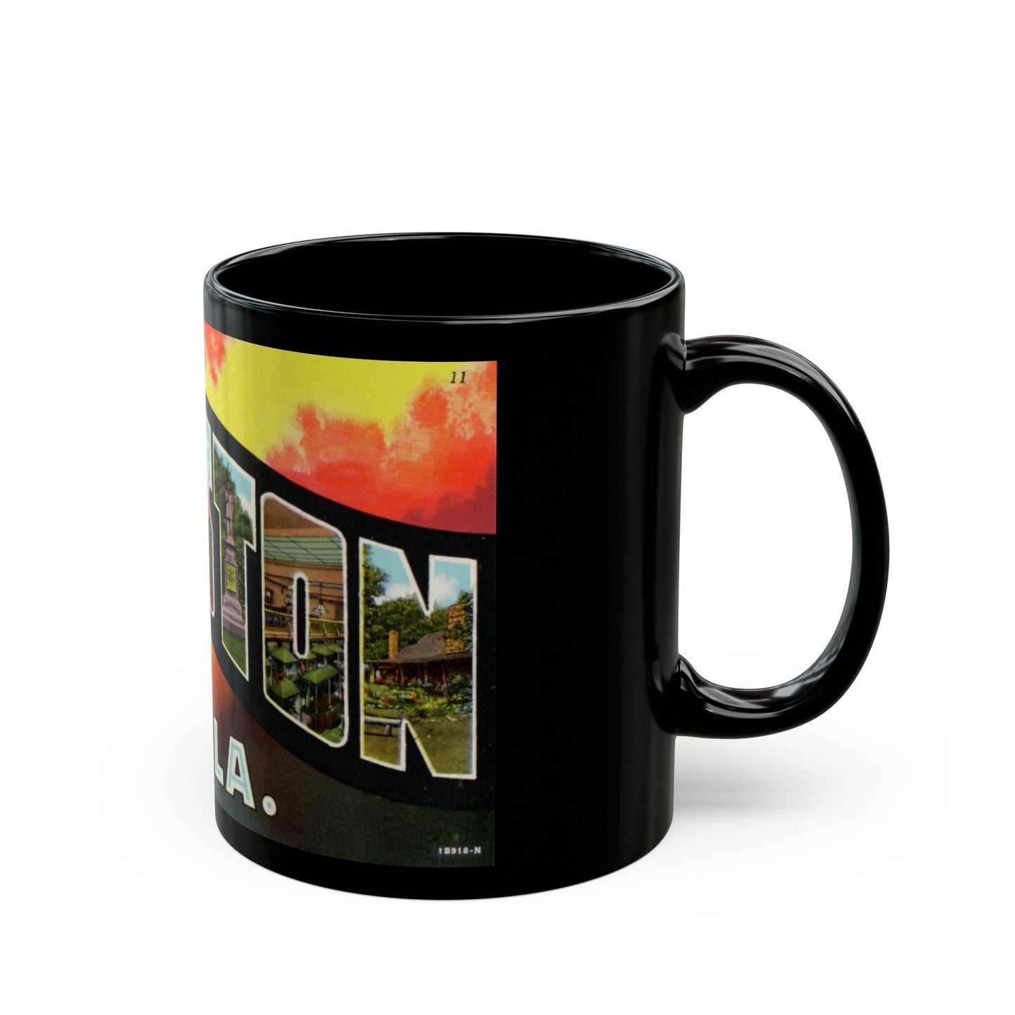 Greetings from Anniston Ala (Greeting Postcards) Black Coffee Mug-The Sticker Space