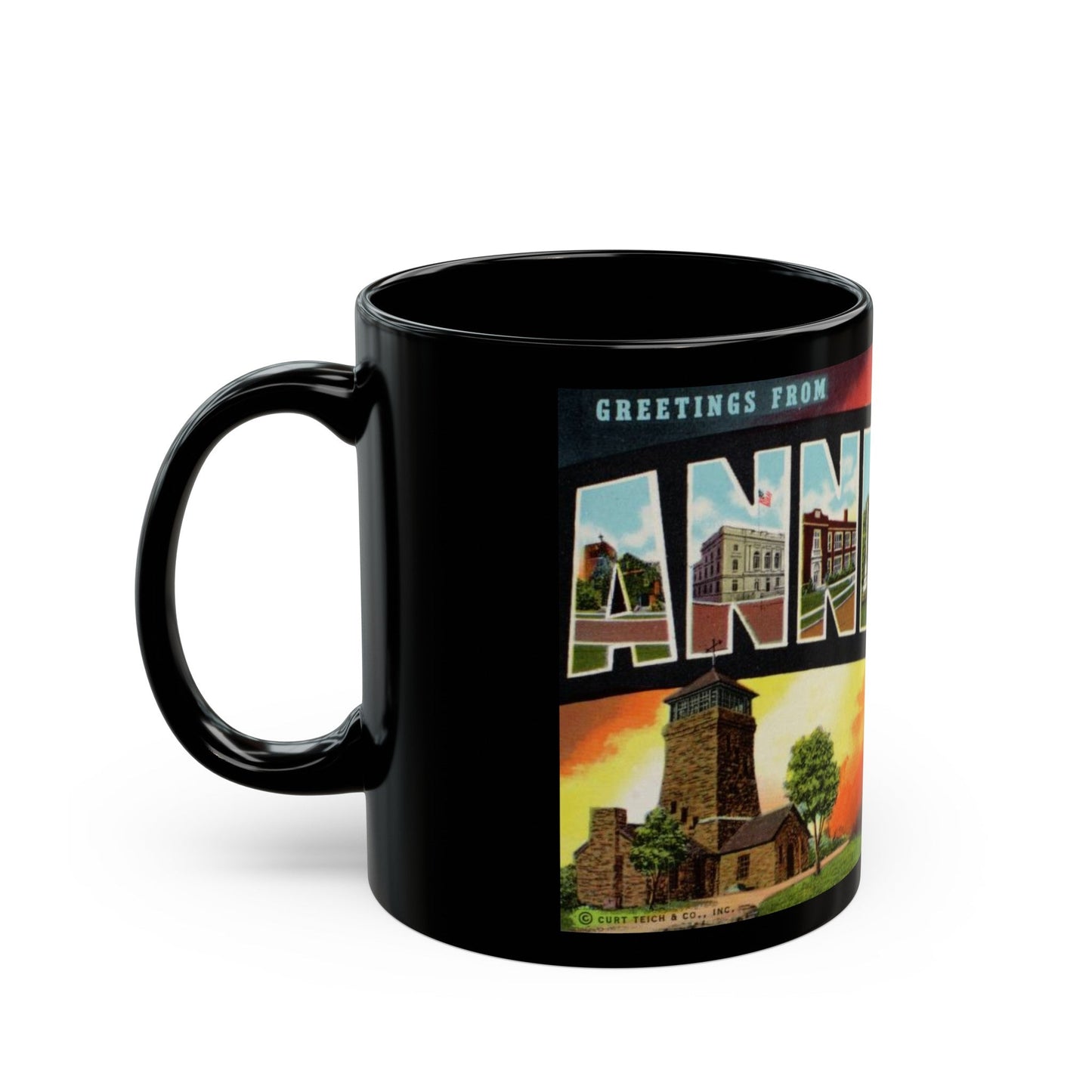 Greetings from Anniston Ala (Greeting Postcards) Black Coffee Mug-The Sticker Space