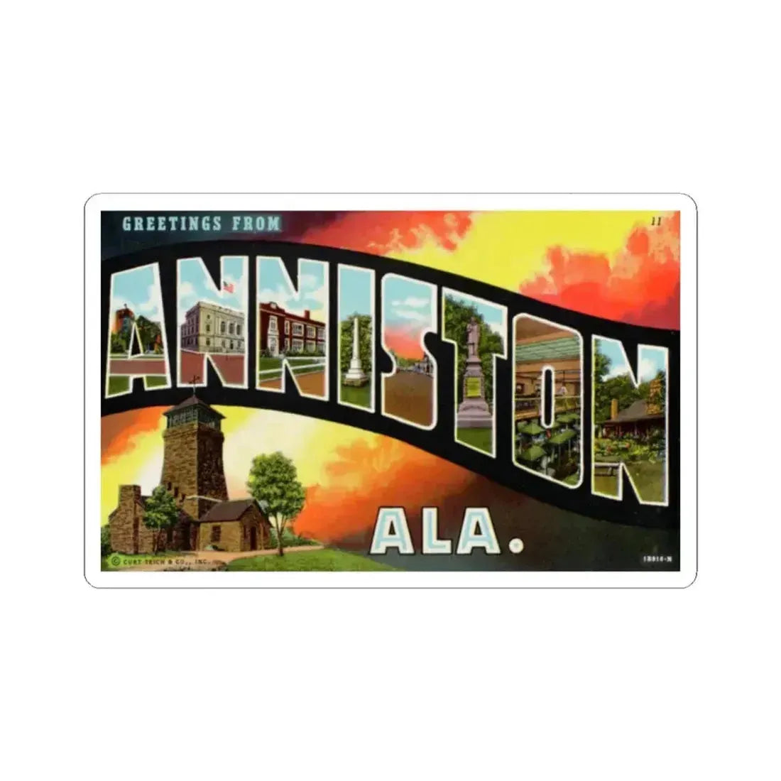 Greetings from Anniston Ala (Greeting Postcards) STICKER Vinyl Kiss-Cut Decal 2 Inch White - The Sticker Space