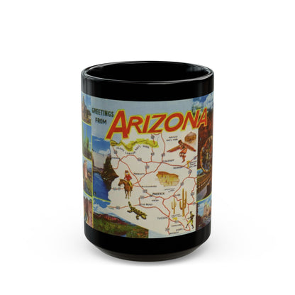 Greetings from Arizona (Greeting Postcards) Black Coffee Mug-15oz-The Sticker Space