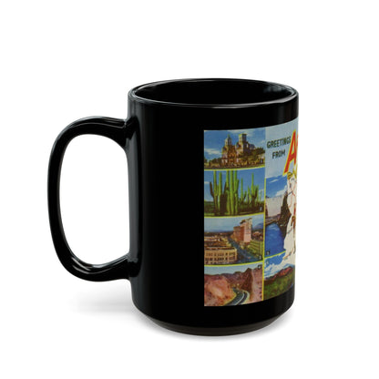 Greetings from Arizona (Greeting Postcards) Black Coffee Mug-The Sticker Space