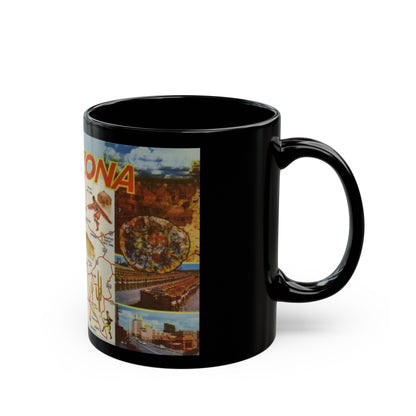 Greetings from Arizona (Greeting Postcards) Black Coffee Mug-The Sticker Space