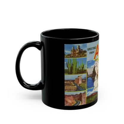 Greetings from Arizona (Greeting Postcards) Black Coffee Mug-The Sticker Space