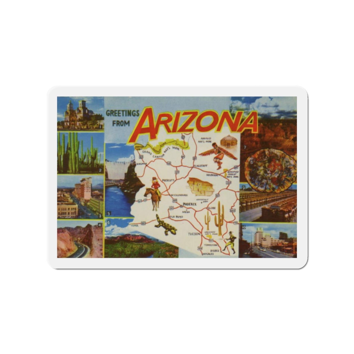 Greetings from Arizona (Greeting Postcards) Die-Cut Magnet-2" x 2"-The Sticker Space