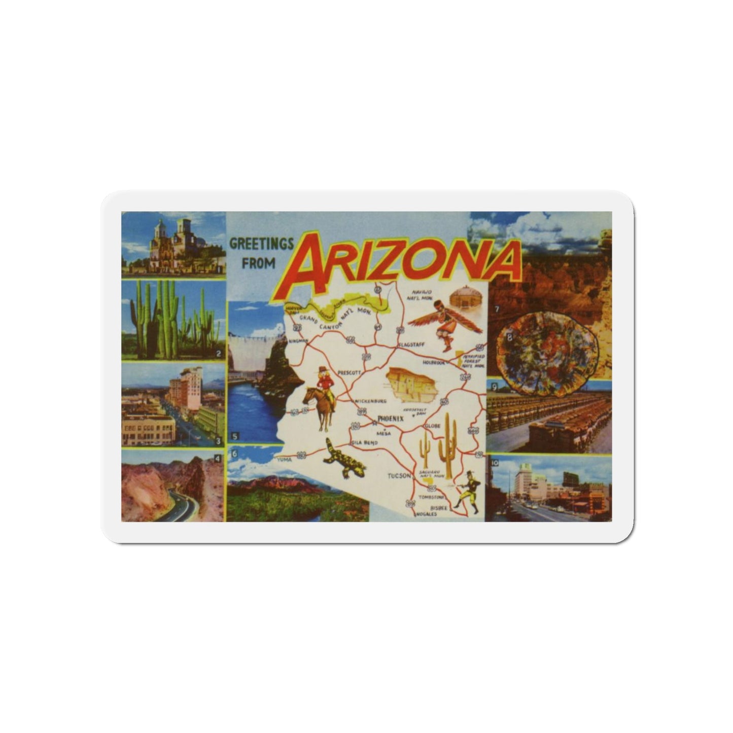 Greetings from Arizona (Greeting Postcards) Die-Cut Magnet-4" x 4"-The Sticker Space