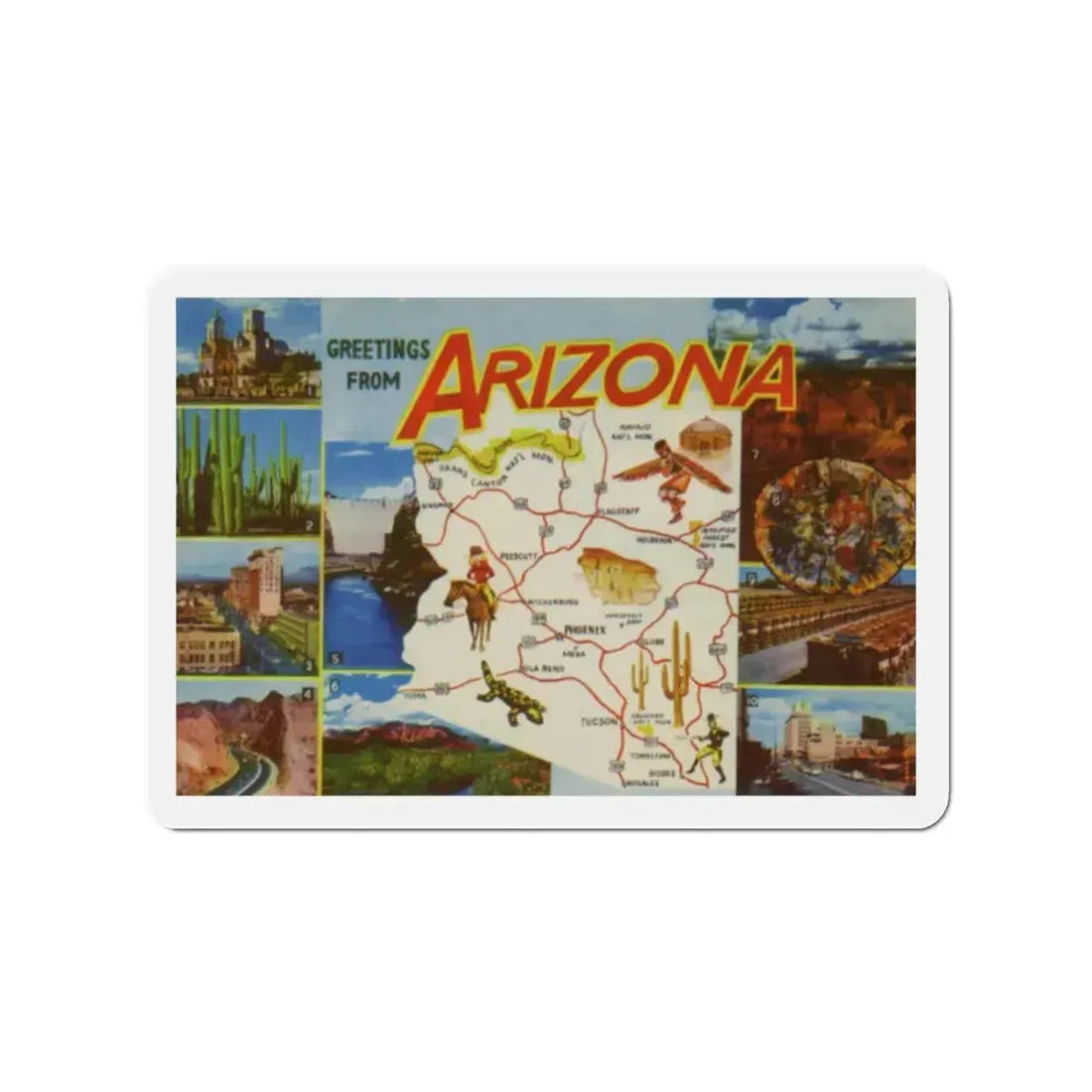 Greetings from Arizona (Greeting Postcards) Refrigerator Magnet 2 Inch - The Sticker Space