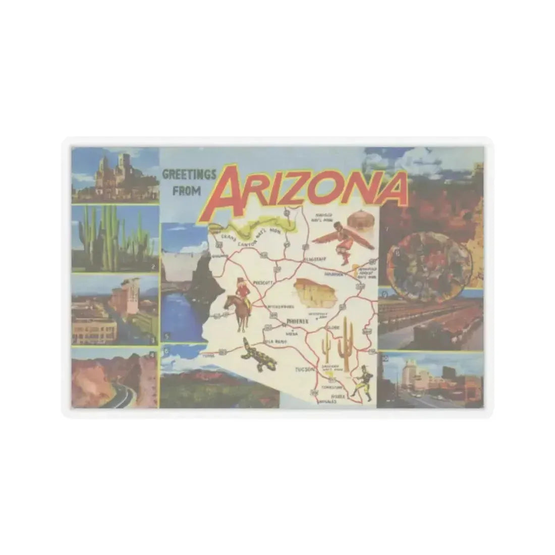 Greetings from Arizona (Greeting Postcards) STICKER Vinyl Kiss-Cut Decal 3 Inch Transparent - The Sticker Space