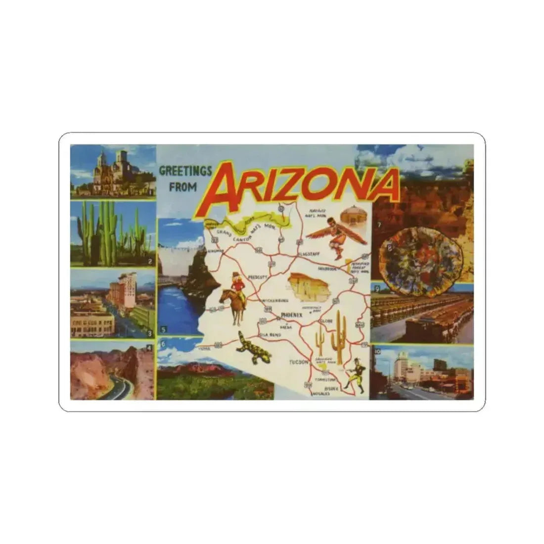 Greetings from Arizona (Greeting Postcards) STICKER Vinyl Kiss-Cut Decal 3 Inch White - The Sticker Space