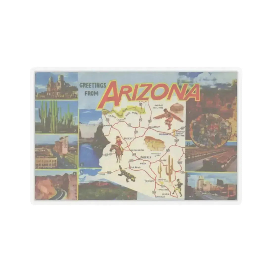 Greetings from Arizona (Greeting Postcards) STICKER Vinyl Kiss-Cut Decal 6 Inch Transparent - The Sticker Space