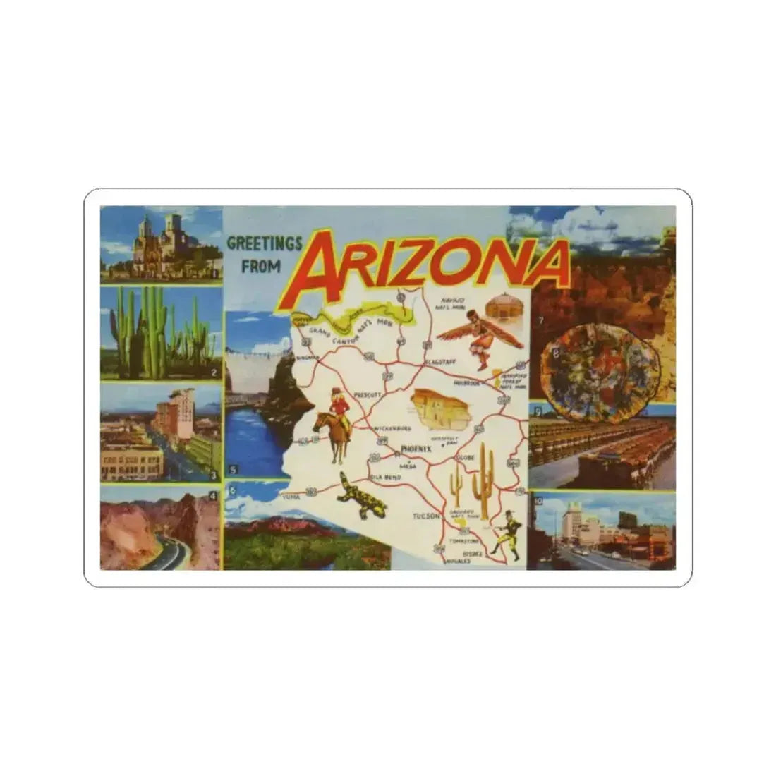 Greetings from Arizona (Greeting Postcards) STICKER Vinyl Kiss-Cut Decal 6 Inch White - The Sticker Space