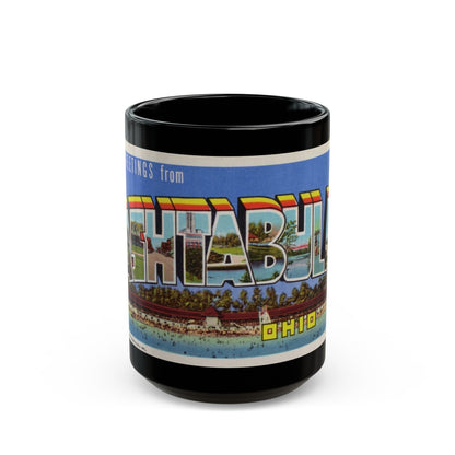 Greetings from Ashtabula Ohio (Greeting Postcards) Black Coffee Mug-15oz-The Sticker Space