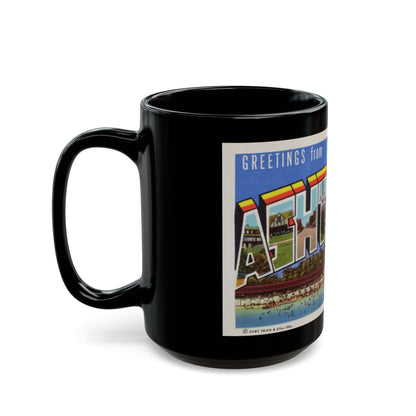 Greetings from Ashtabula Ohio (Greeting Postcards) Black Coffee Mug-The Sticker Space