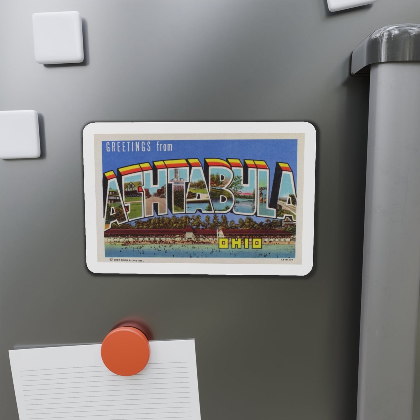 Greetings from Ashtabula Ohio (Greeting Postcards) Die-Cut Magnet-The Sticker Space