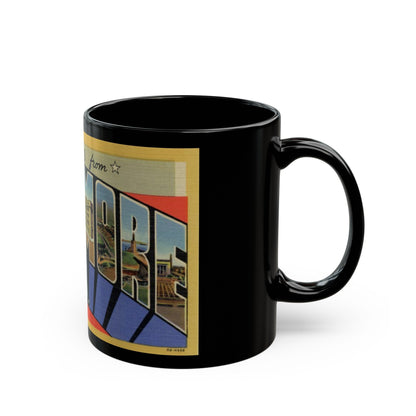 Greetings from Baltimore MD (Greeting Postcards) Black Coffee Mug-The Sticker Space