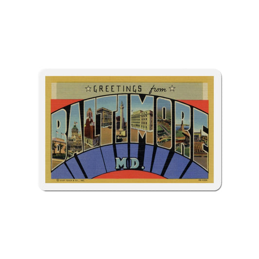 Greetings from Baltimore MD (Greeting Postcards) Die-Cut Magnet-6 × 6"-The Sticker Space