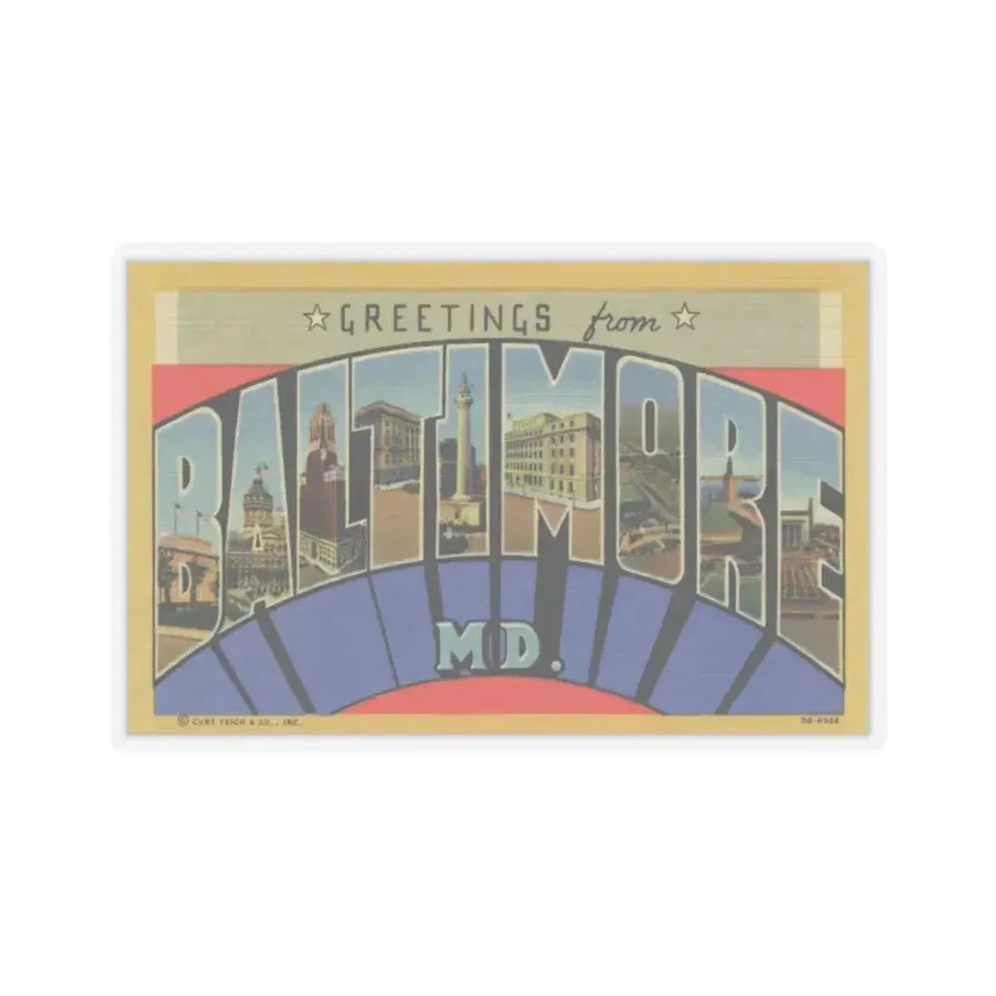 Greetings from Baltimore MD (Greeting Postcards) STICKER Vinyl Kiss-Cut Decal 3 Inch Transparent - The Sticker Space