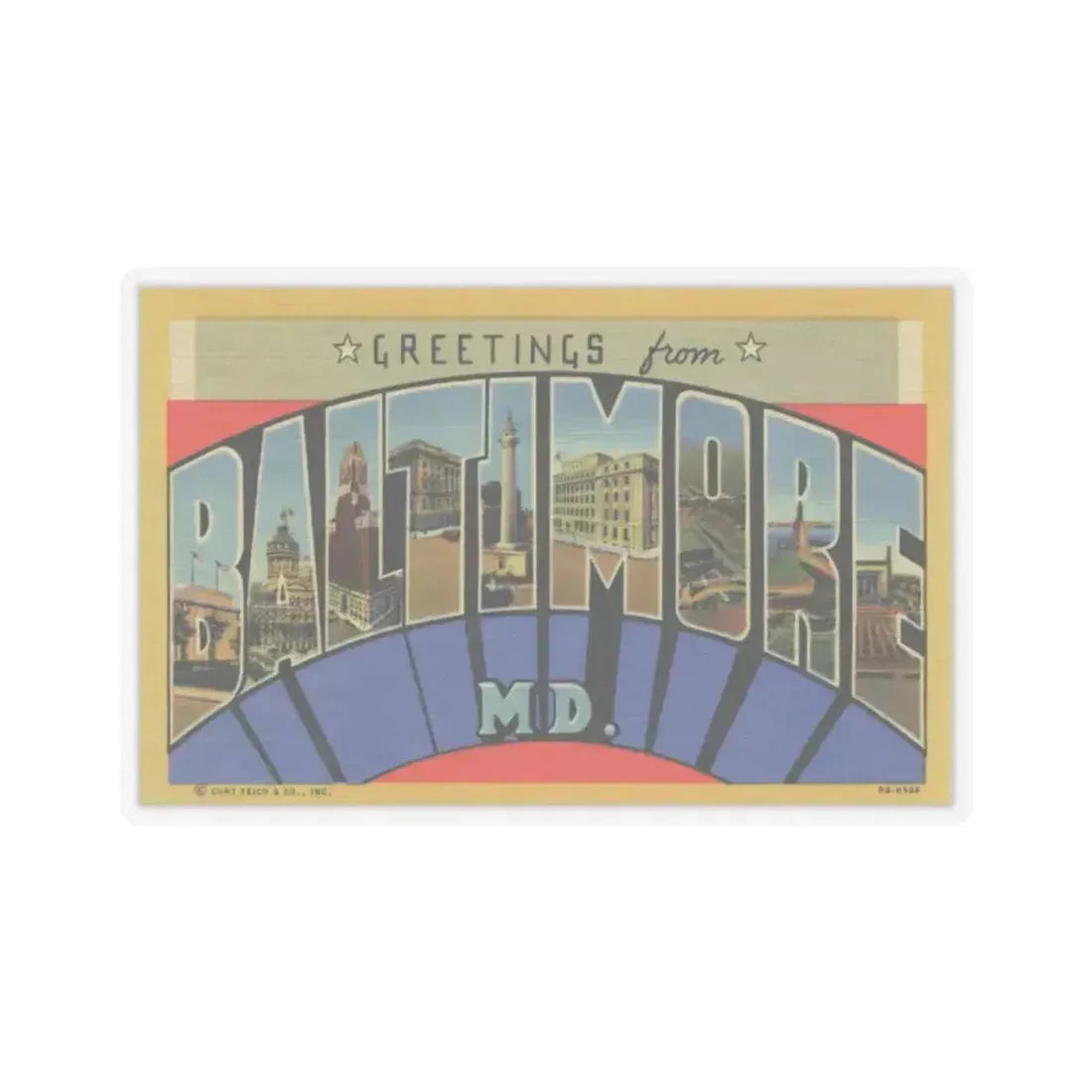 Greetings from Baltimore MD (Greeting Postcards) STICKER Vinyl Kiss-Cut Decal 4 Inch Transparent - The Sticker Space