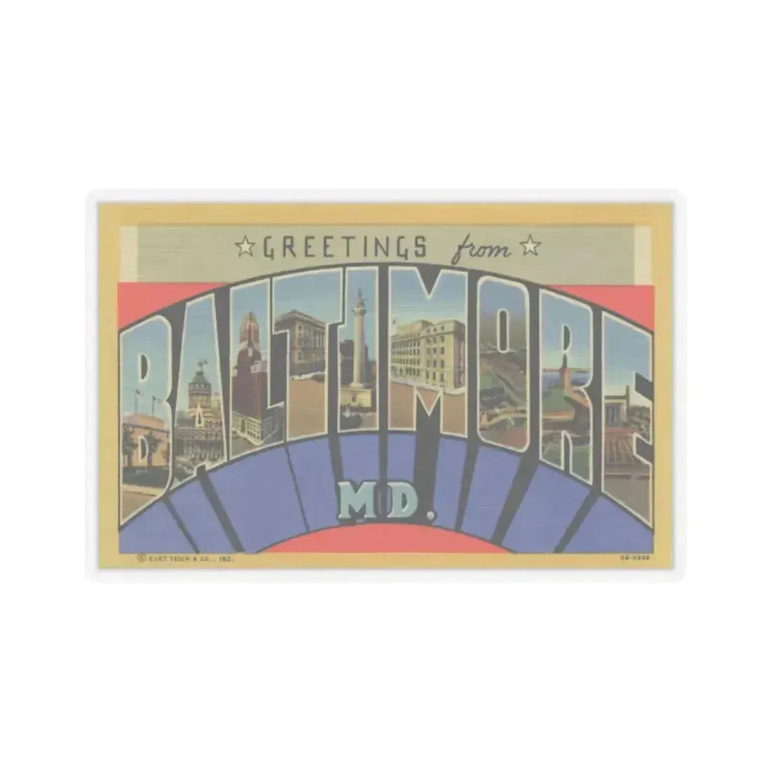 Greetings from Baltimore MD (Greeting Postcards) STICKER Vinyl Kiss-Cut Decal 6 Inch Transparent - The Sticker Space
