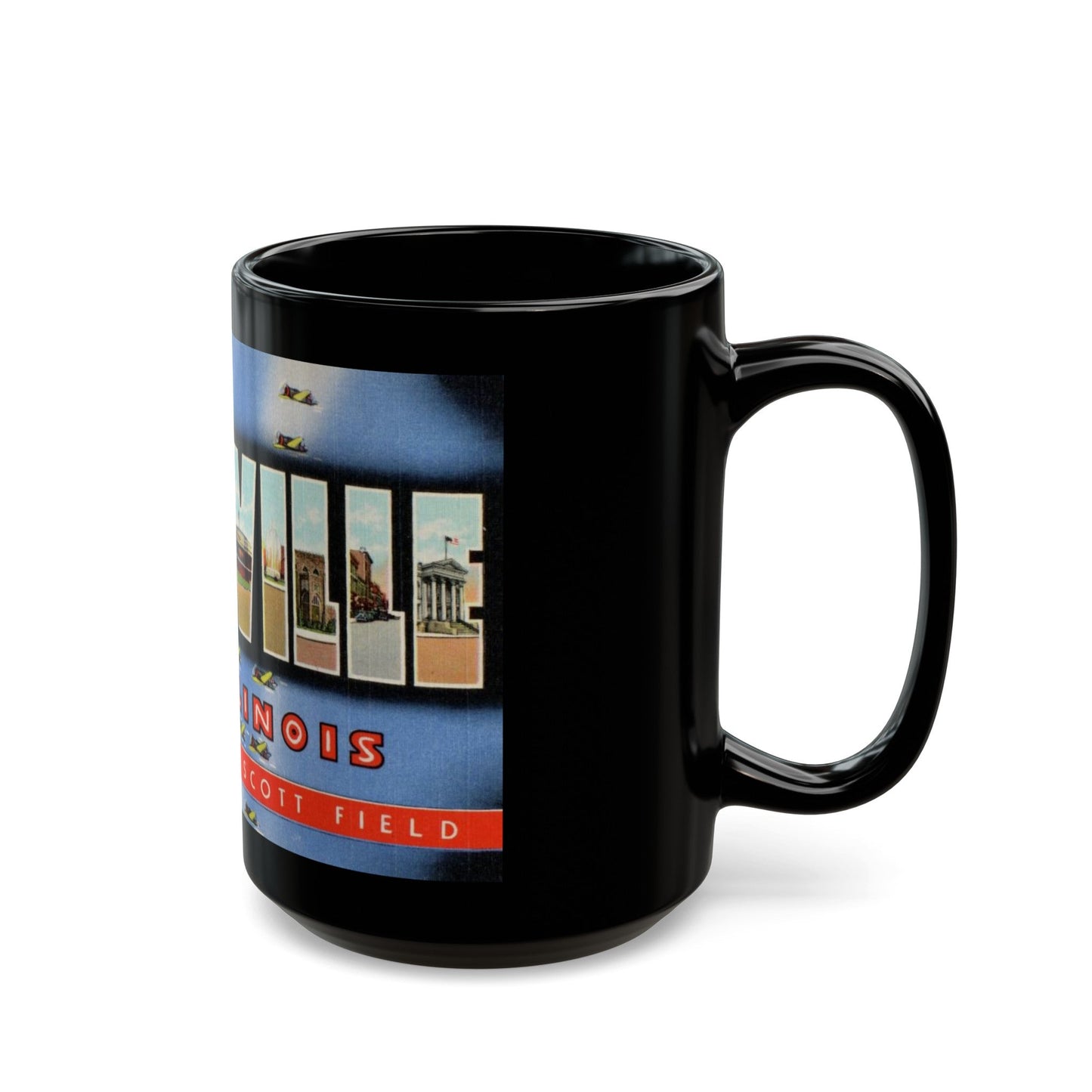 Greetings from Belleville Illinois home of Scott Field (Greeting Postcards) Black Coffee Mug-The Sticker Space