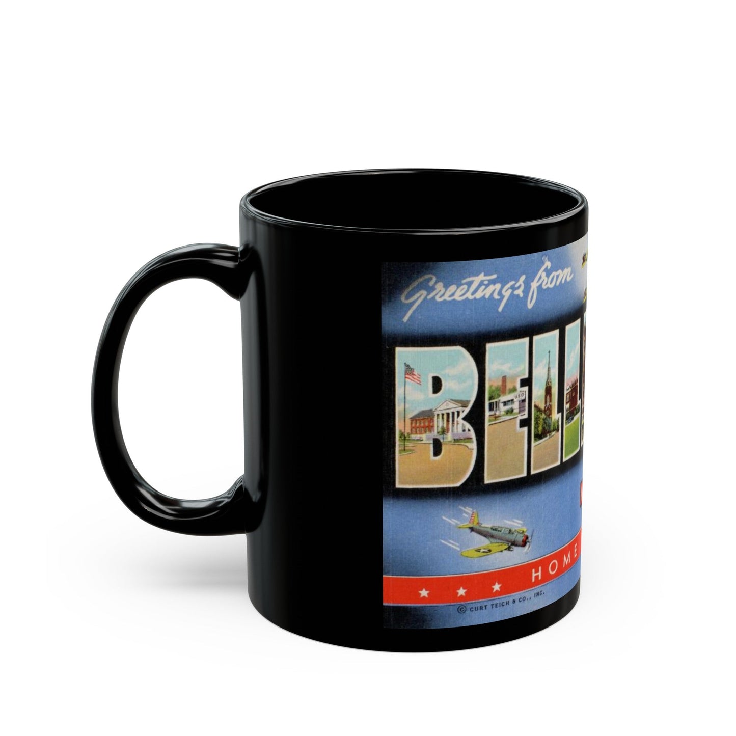 Greetings from Belleville Illinois home of Scott Field (Greeting Postcards) Black Coffee Mug-The Sticker Space