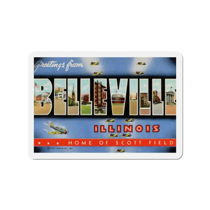 Greetings from Belleville Illinois Home of Scott Field (Greeting Postcards) Refrigerator Magnet 2 Inch - The Sticker Space