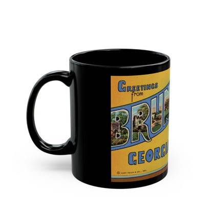 Greetings From Brunswick GA (Greeting Postcards) Black Coffee Mug-The Sticker Space