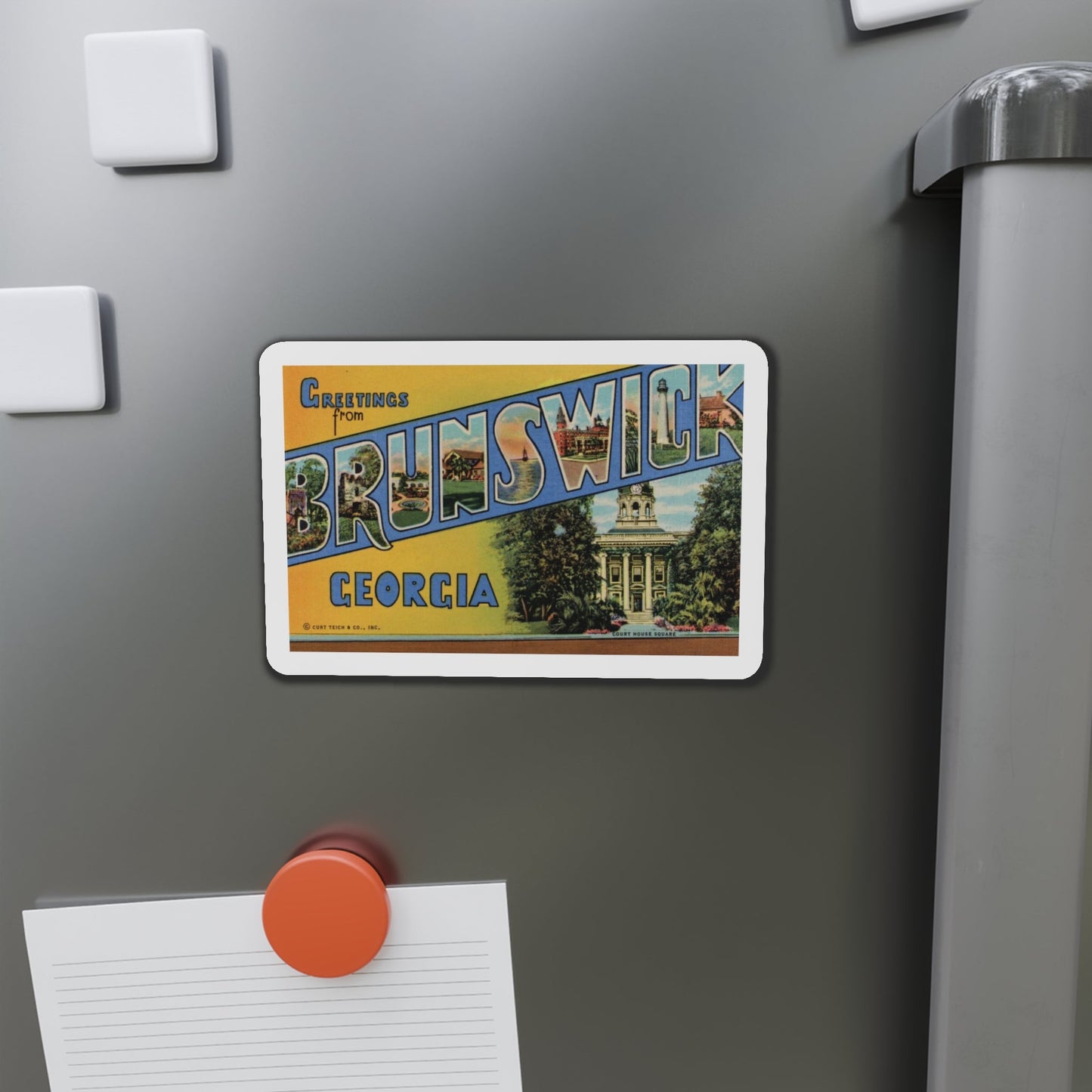 Greetings From Brunswick GA (Greeting Postcards) Die-Cut Magnet-The Sticker Space