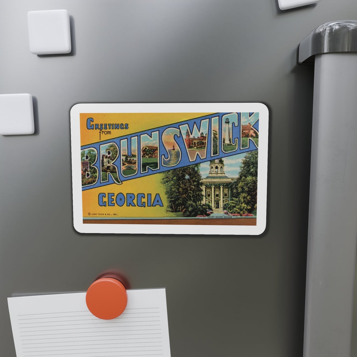 Greetings From Brunswick GA (Greeting Postcards) Die-Cut Magnet-The Sticker Space