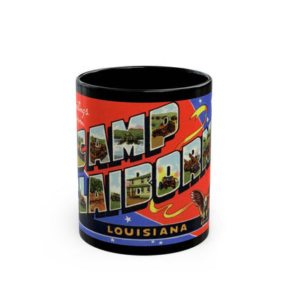 Greetings from Camp Claiborne Louisiana (Greeting Postcards) Black Coffee Mug-11oz-The Sticker Space