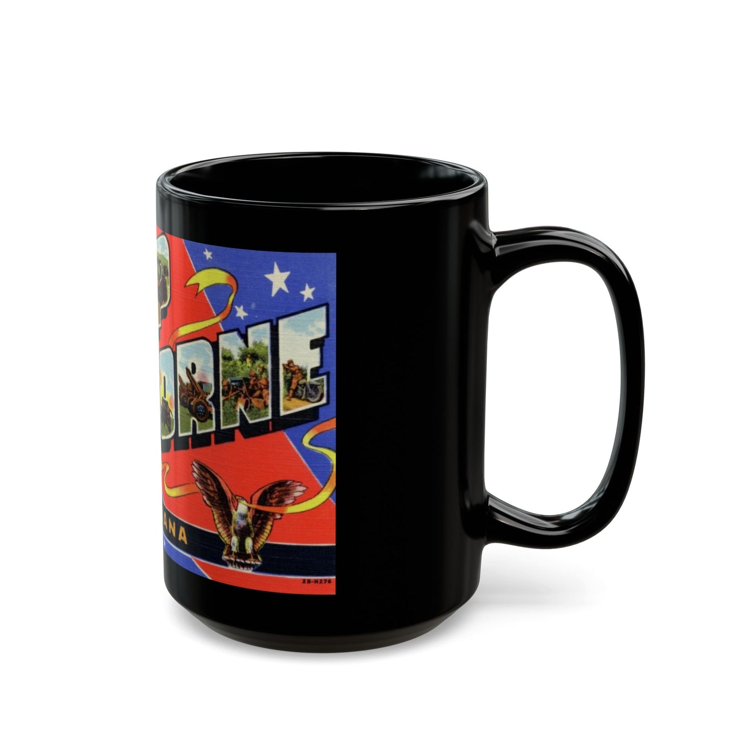 Greetings from Camp Claiborne Louisiana (Greeting Postcards) Black Coffee Mug-The Sticker Space