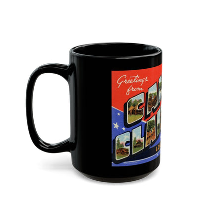 Greetings from Camp Claiborne Louisiana (Greeting Postcards) Black Coffee Mug-The Sticker Space