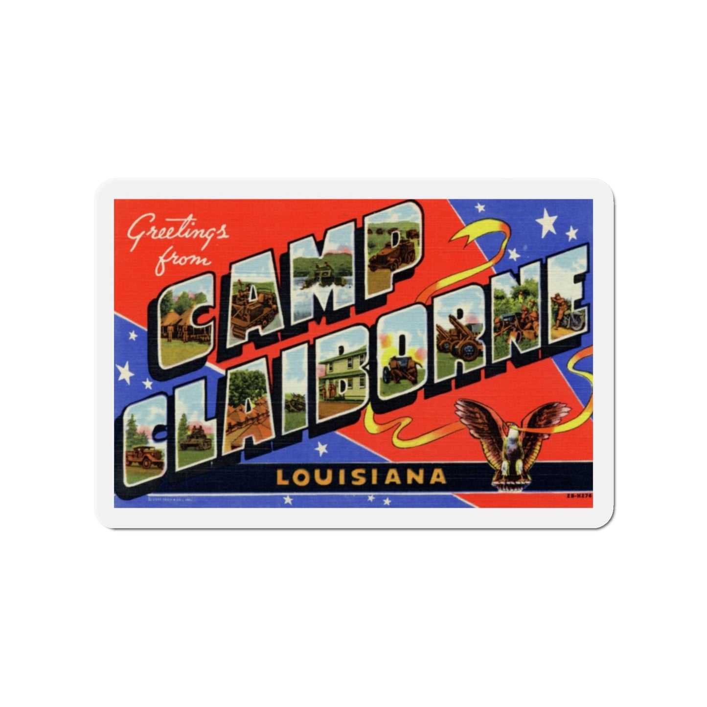 Greetings from Camp Claiborne Louisiana (Greeting Postcards) Die-Cut Magnet-3" x 3"-The Sticker Space