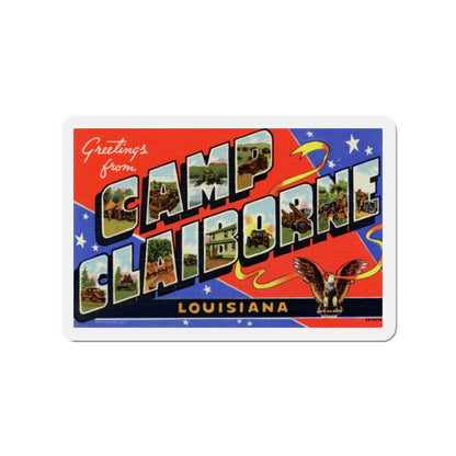 Greetings from Camp Claiborne Louisiana (Greeting Postcards) Die-Cut Magnet-3" x 3"-The Sticker Space