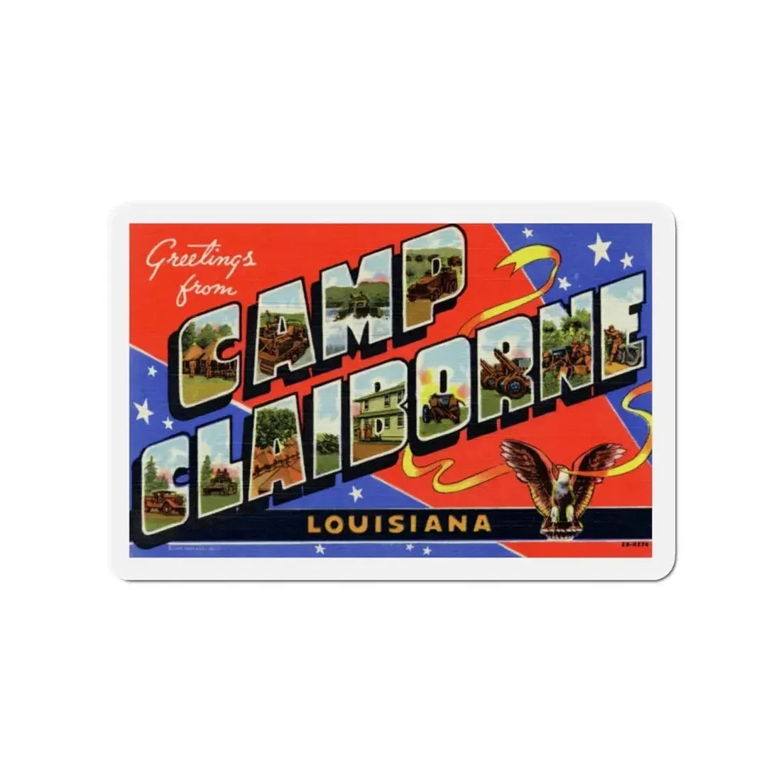 Greetings from Camp Claiborne Louisiana (Greeting Postcards) Refrigerator Magnet 4 Inch - The Sticker Space