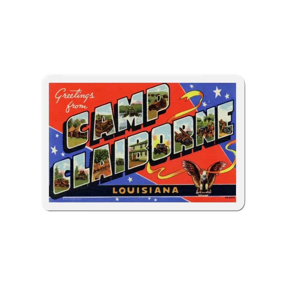 Greetings from Camp Claiborne Louisiana (Greeting Postcards) Refrigerator Magnet 5 Inch - The Sticker Space