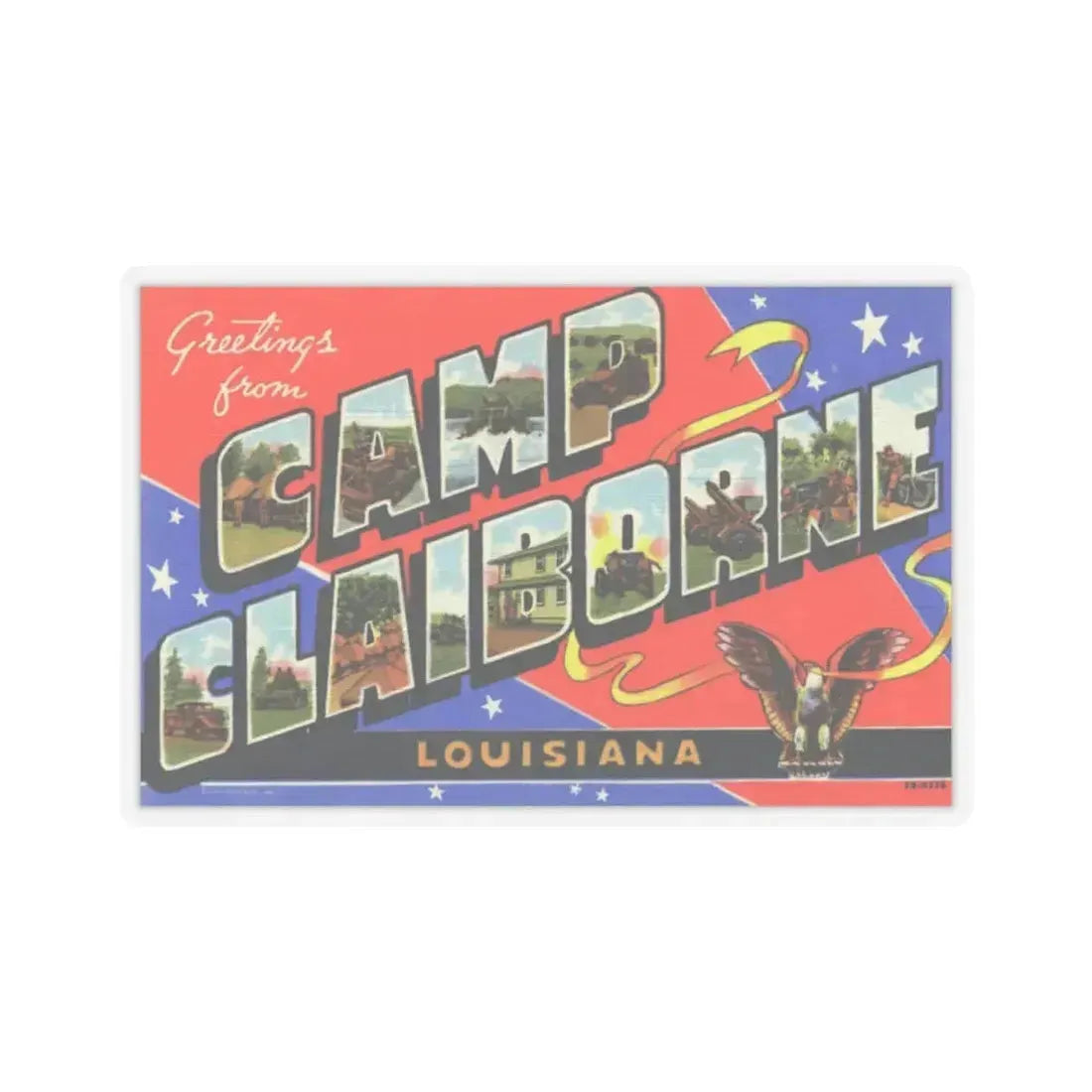 Greetings from Camp Claiborne Louisiana (Greeting Postcards) STICKER Vinyl Kiss-Cut Decal 4 Inch Transparent - The Sticker Space
