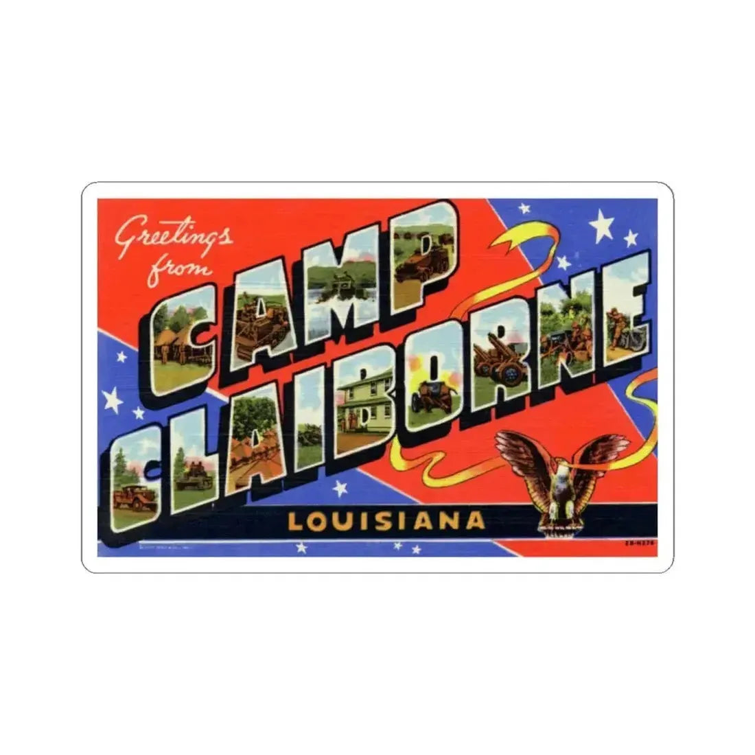 Greetings from Camp Claiborne Louisiana (Greeting Postcards) STICKER Vinyl Kiss-Cut Decal 4 Inch White - The Sticker Space