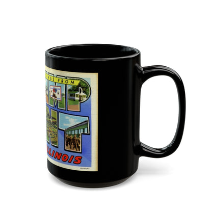 Greetings from Camp Grant Illinois (Greeting Postcards) Black Coffee Mug-The Sticker Space