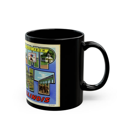 Greetings from Camp Grant Illinois (Greeting Postcards) Black Coffee Mug-The Sticker Space