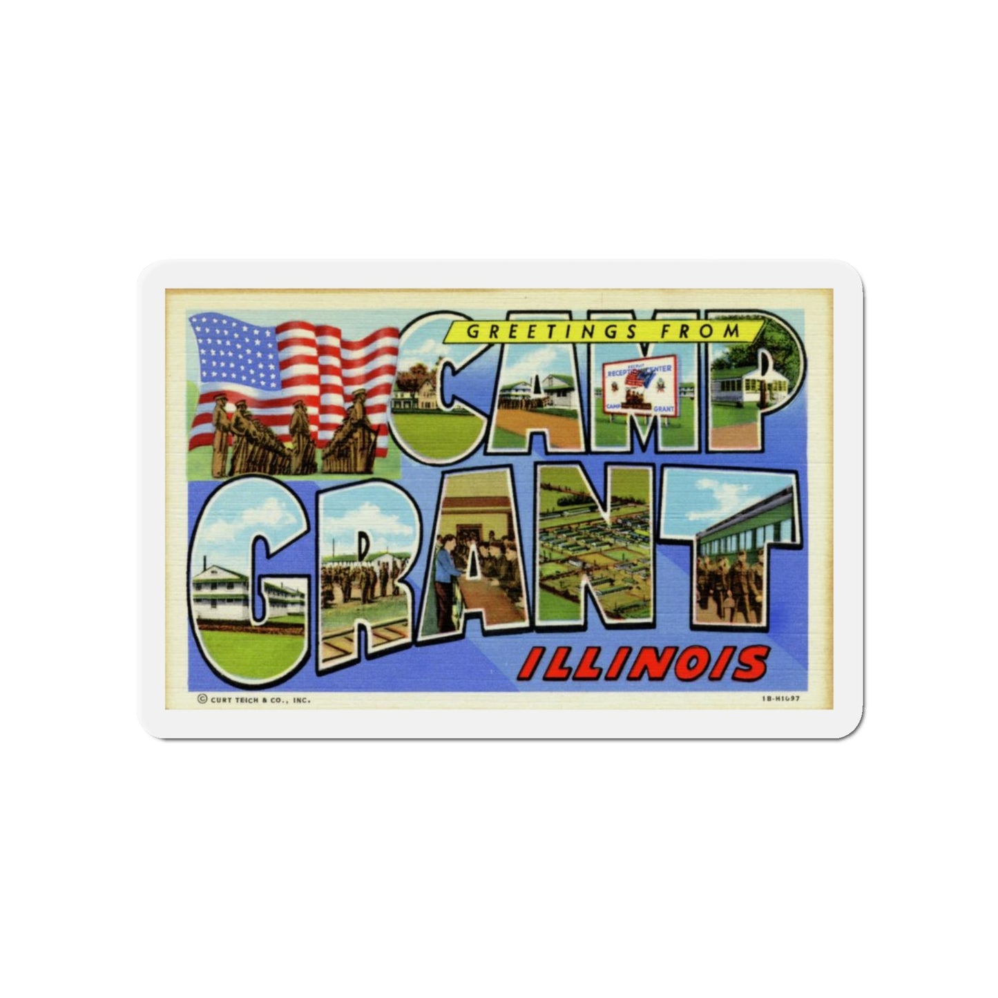 Greetings from Camp Grant Illinois (Greeting Postcards) Die-Cut Magnet-4" x 4"-The Sticker Space