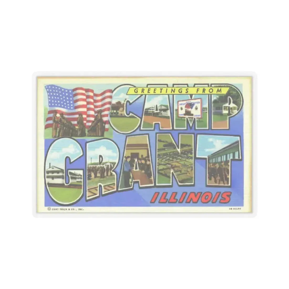 Greetings from Camp Grant Illinois (Greeting Postcards) STICKER Vinyl Kiss-Cut Decal 3 Inch Transparent - The Sticker Space