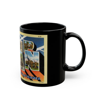 Greetings from Camp Haan California (Greeting Postcards) Black Coffee Mug-The Sticker Space