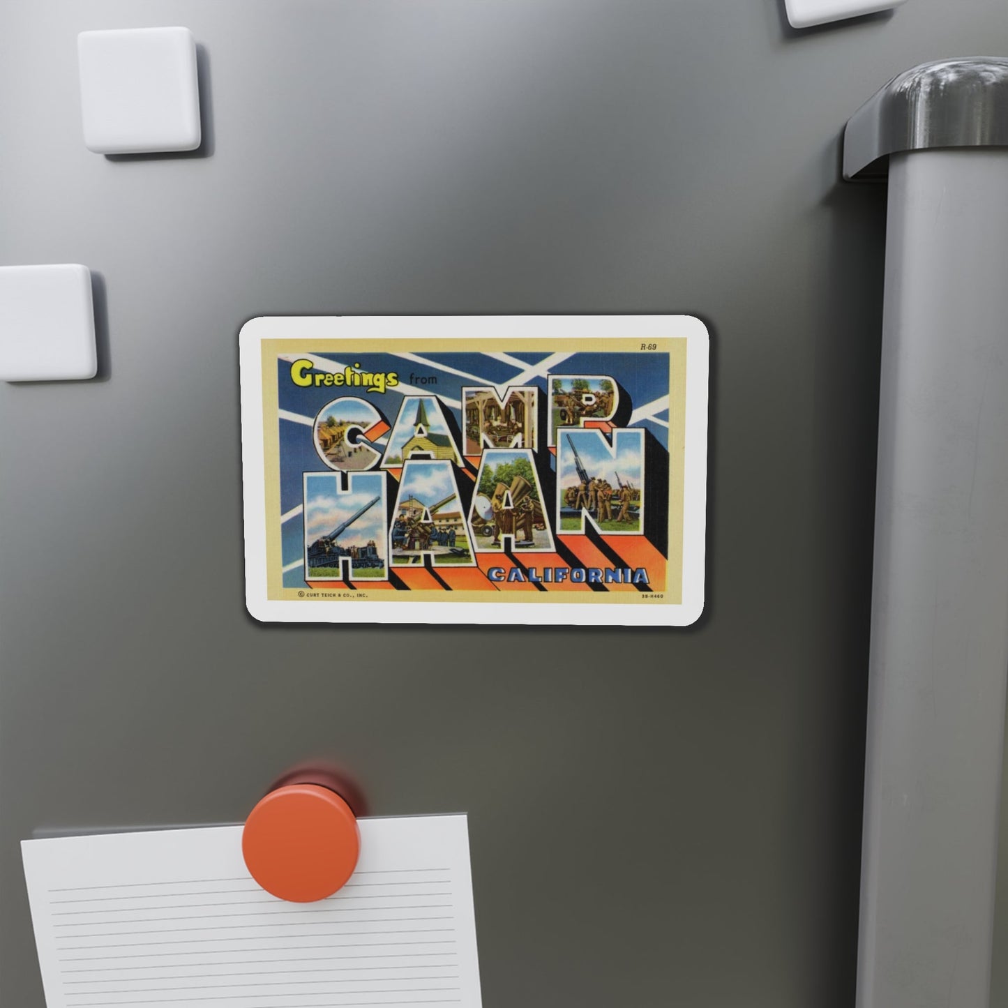 Greetings from Camp Haan California (Greeting Postcards) Die-Cut Magnet-The Sticker Space