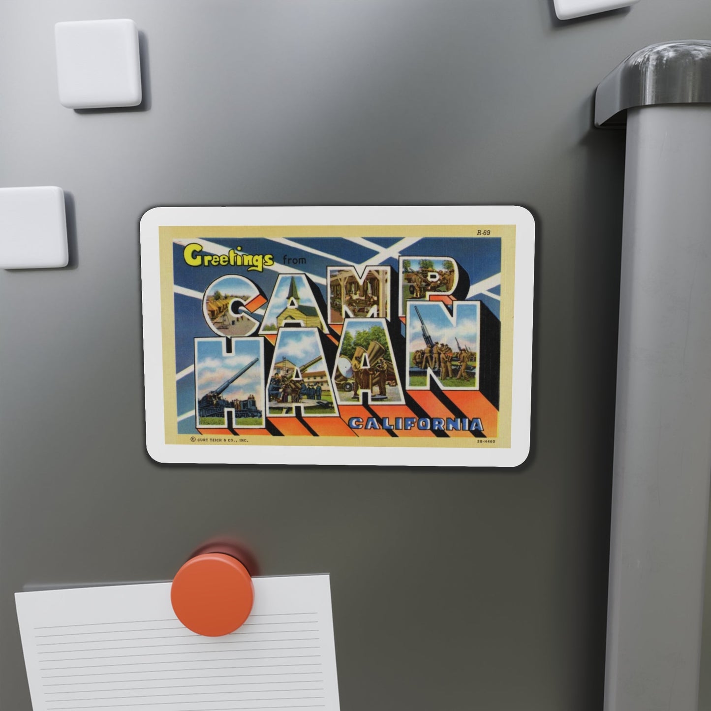 Greetings from Camp Haan California (Greeting Postcards) Die-Cut Magnet-The Sticker Space