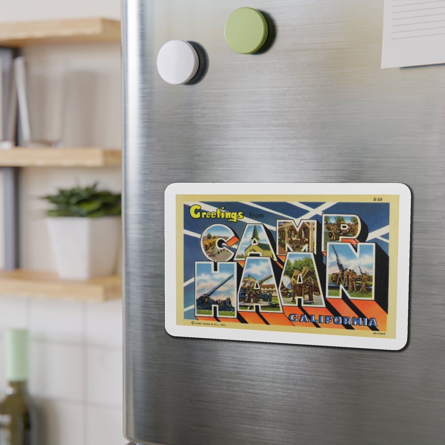 Greetings from Camp Haan California (Greeting Postcards) Die-Cut Magnet-The Sticker Space